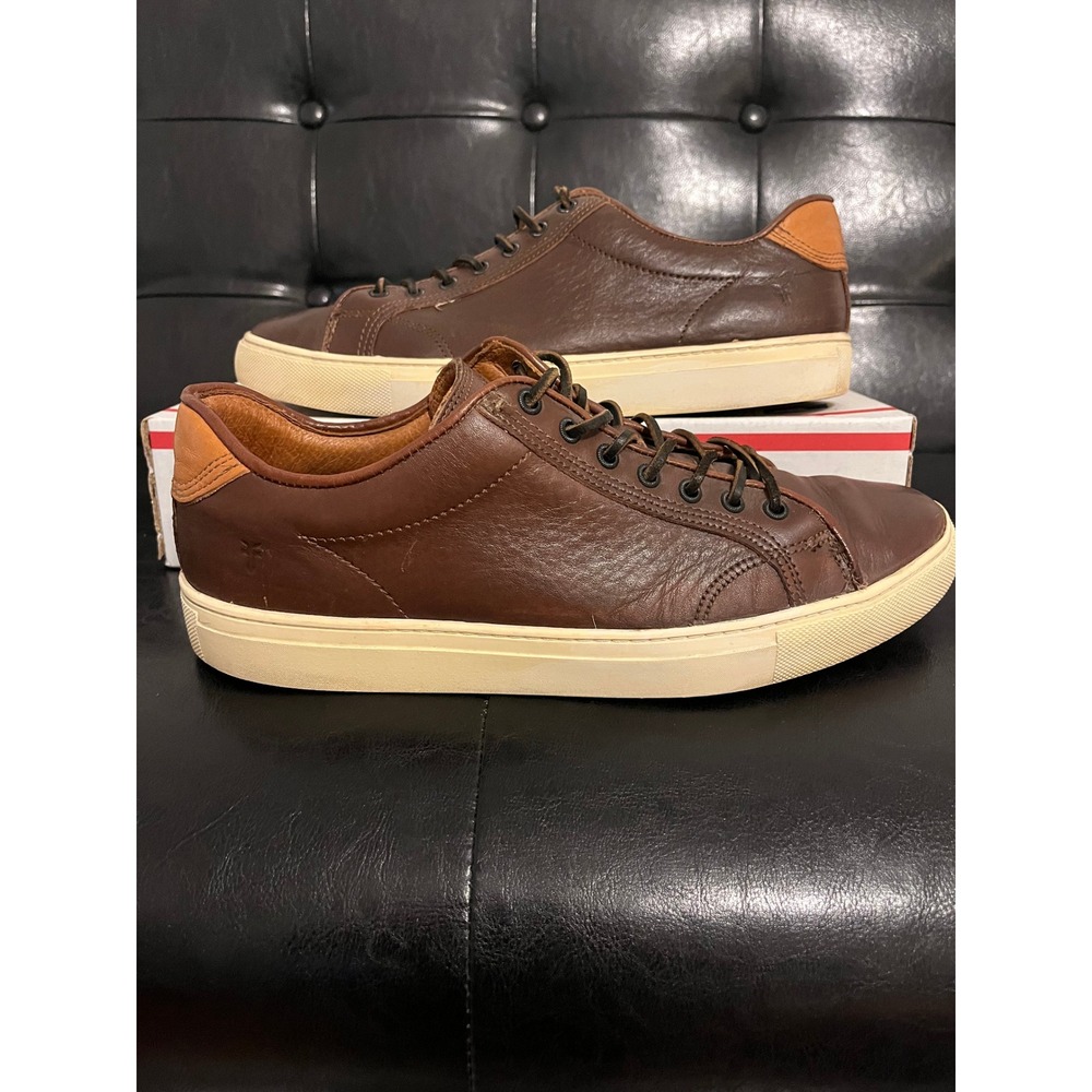 Frye Mens Ivy Low Lace Dark Brown Leather Sneakers 770005 Size 10 M